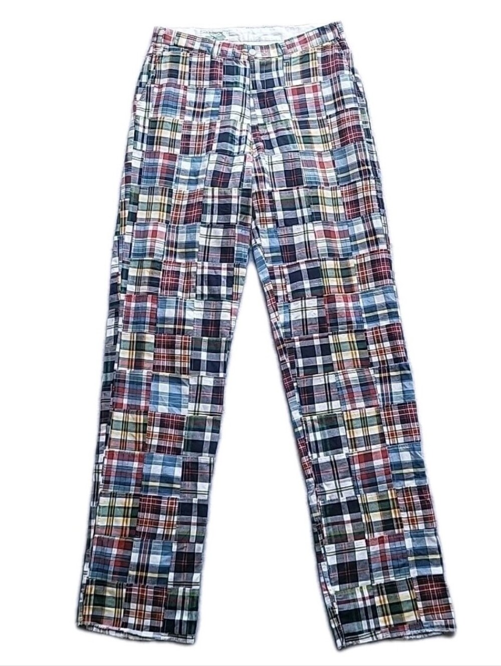 Castaway Nantucket Island Pants Mens 34 Multicolor Madras Plaid Patchwork Cotton - Picture 3 of 13
